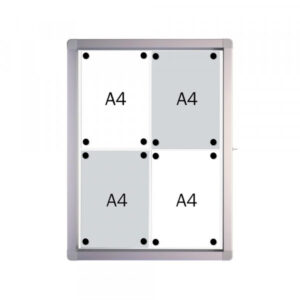 Tabla oglasna 2X3 SK4SE bela magnetna, vodootporna, 4xA4, vrata, staklo